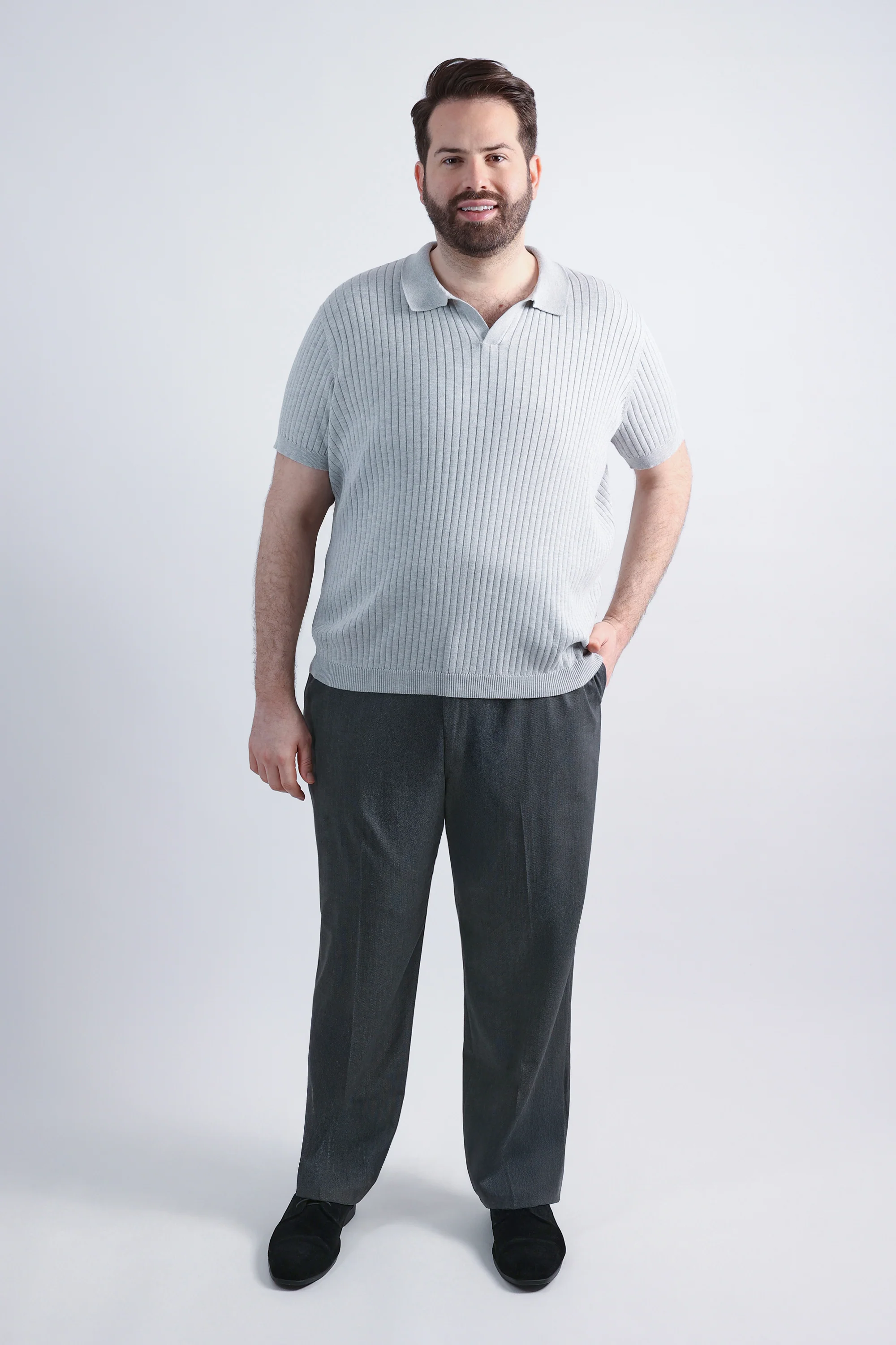 Big & Tall Johnny Collar Ribbed Sweater - Image 11