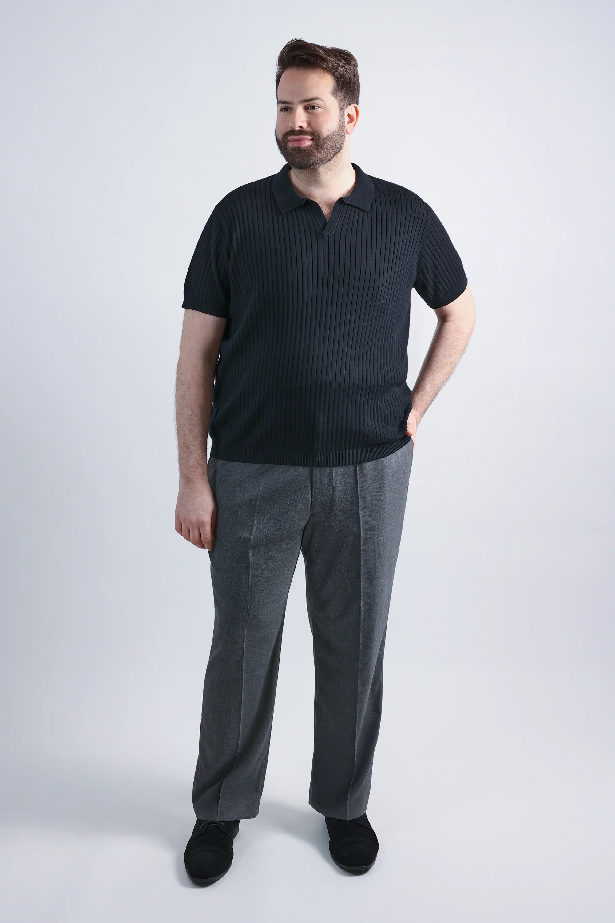 Big & Tall Johnny Collar Ribbed Sweater - Image 3