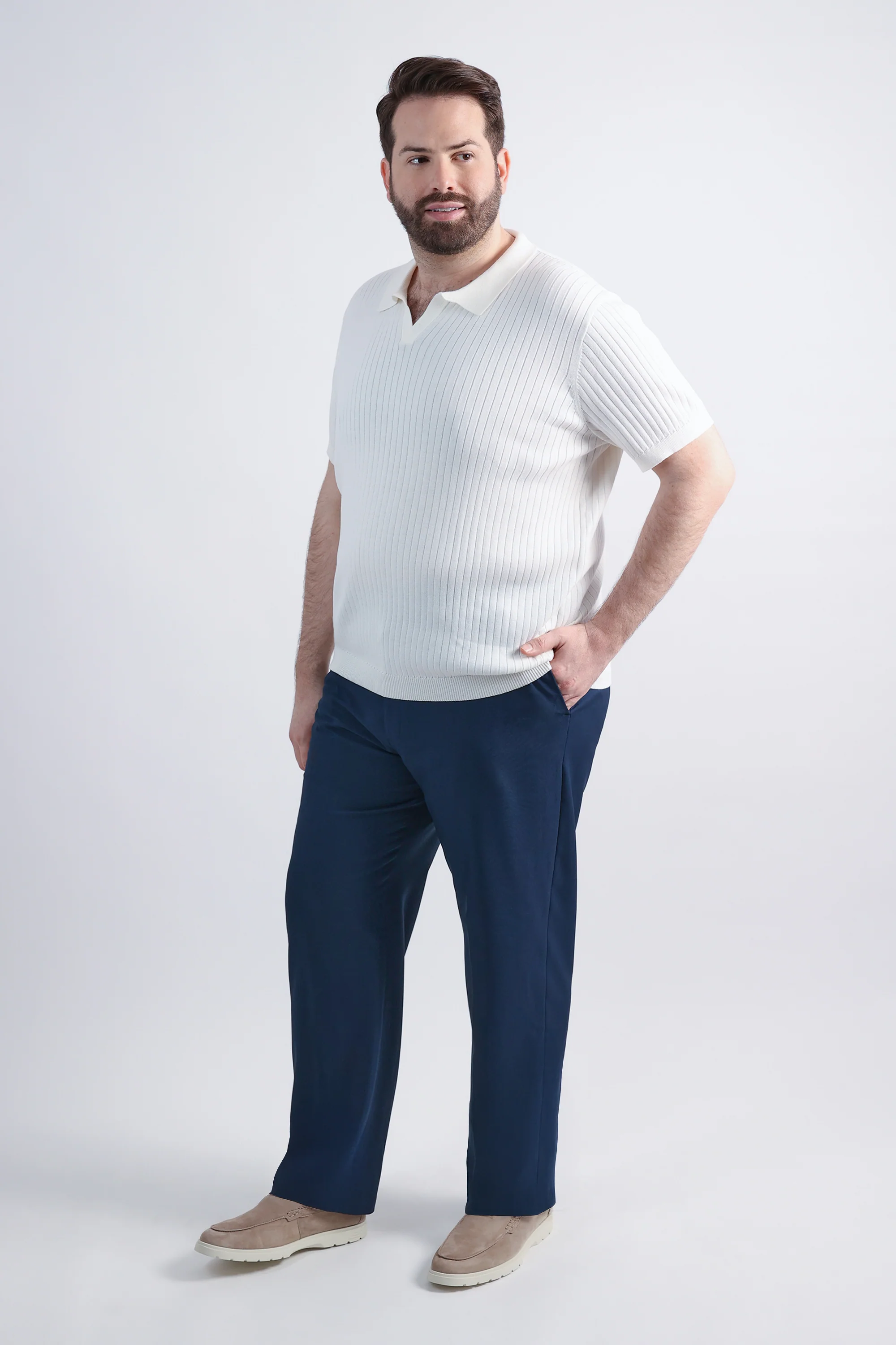 Big & Tall Johnny Collar Ribbed Sweater - Image 7