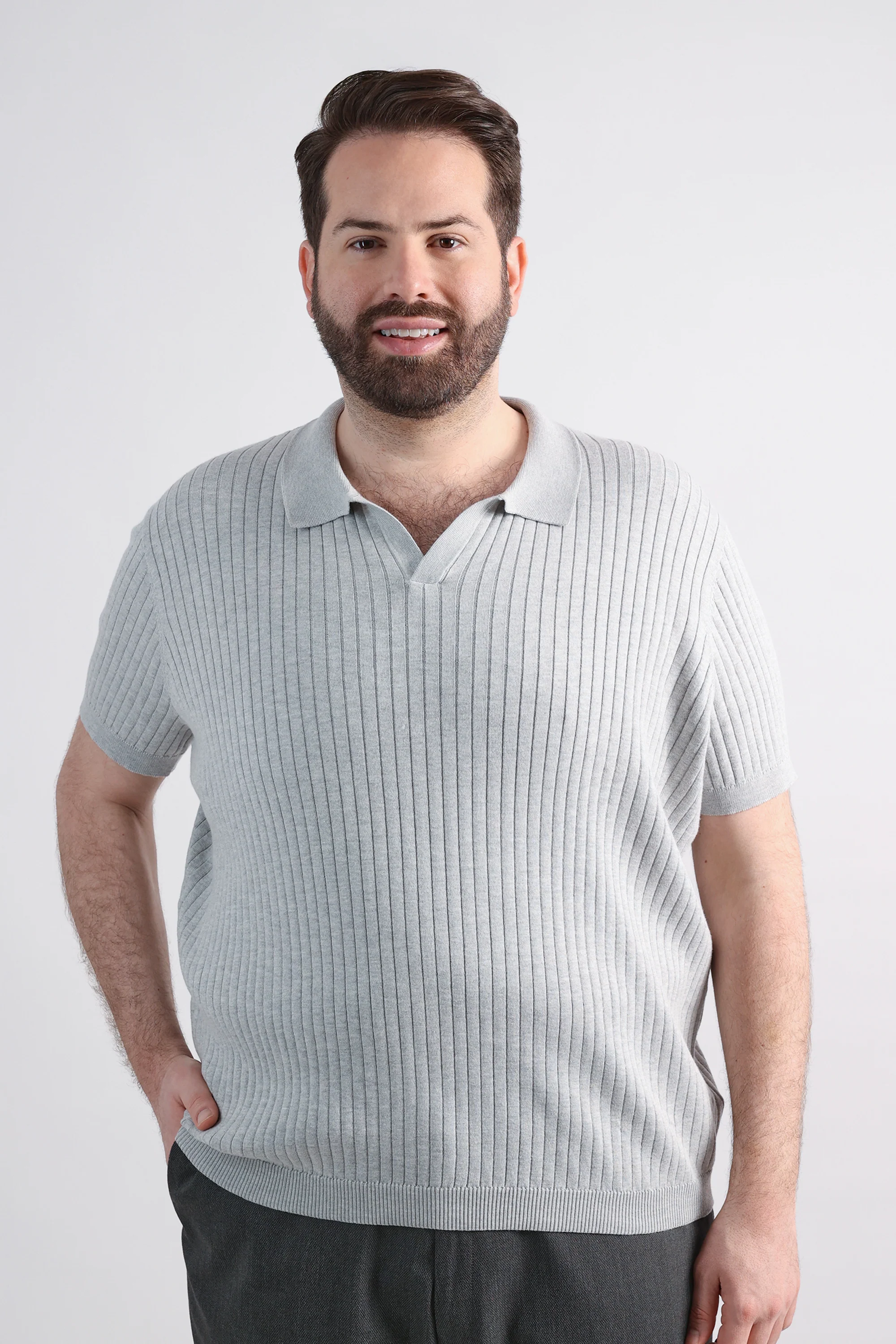 Big & Tall Johnny Collar Ribbed Sweater - Image 9