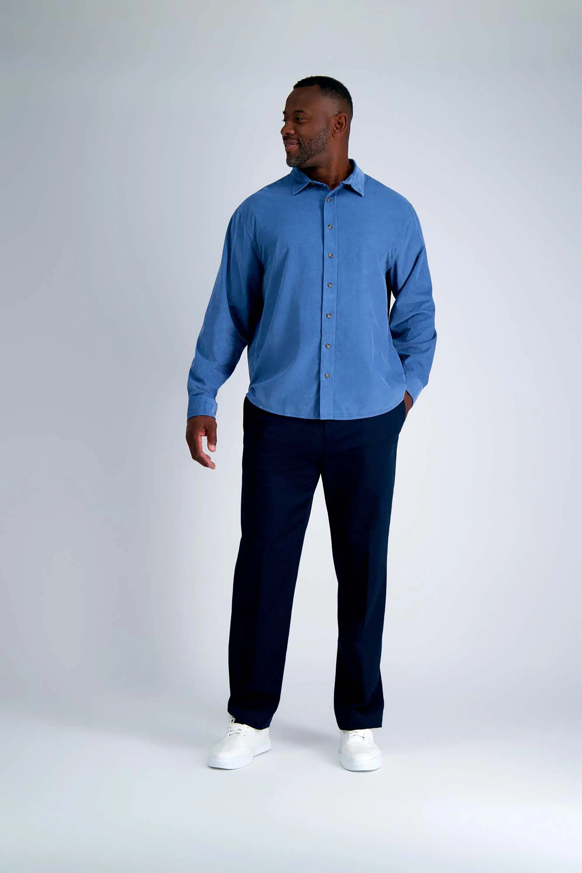 Big & Tall Long Sleeve Corduroy Shirt - Image 8