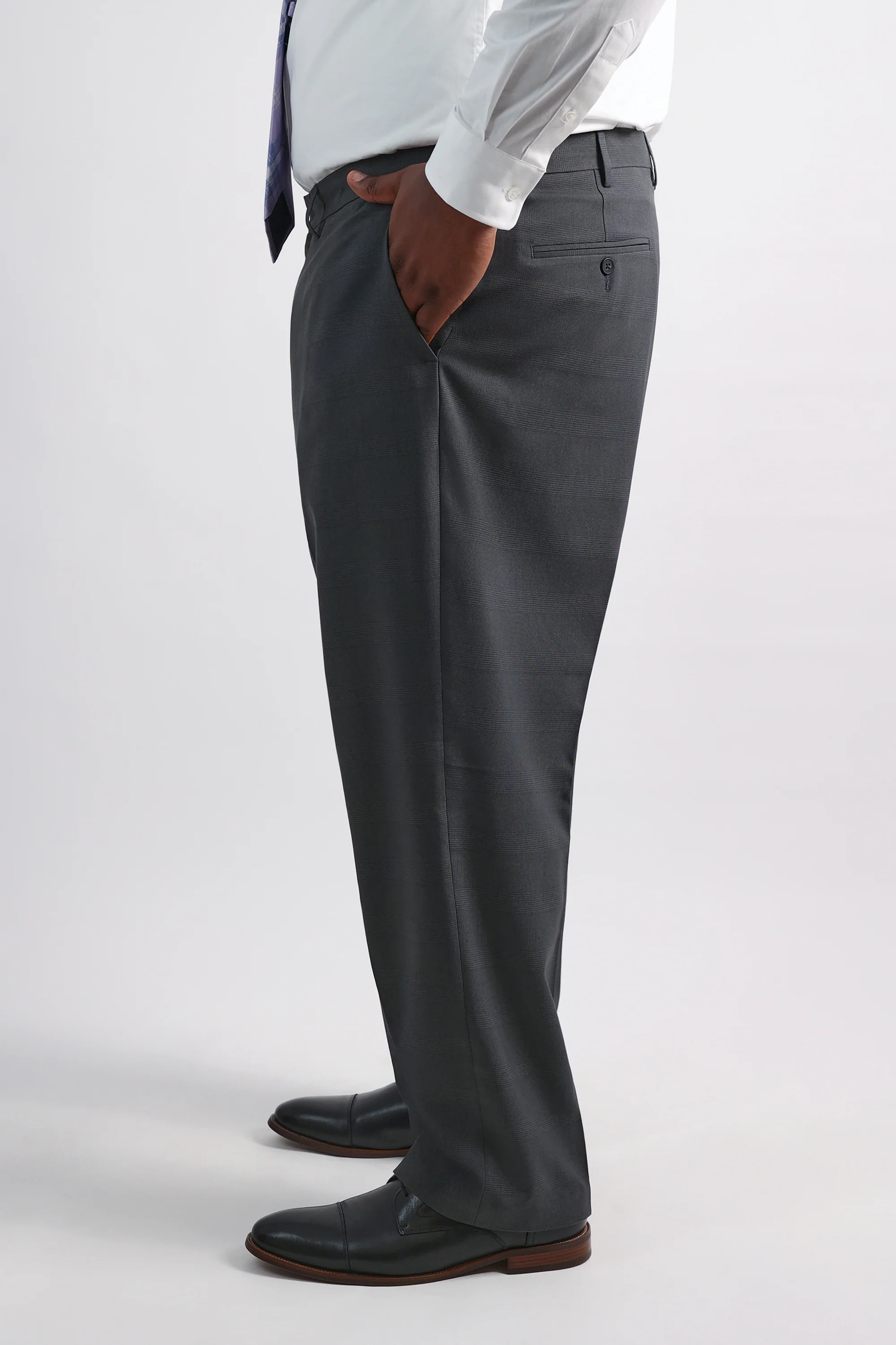 Big & Tall Premium Comfort Tonal Plaid Dress Pant - Image 3