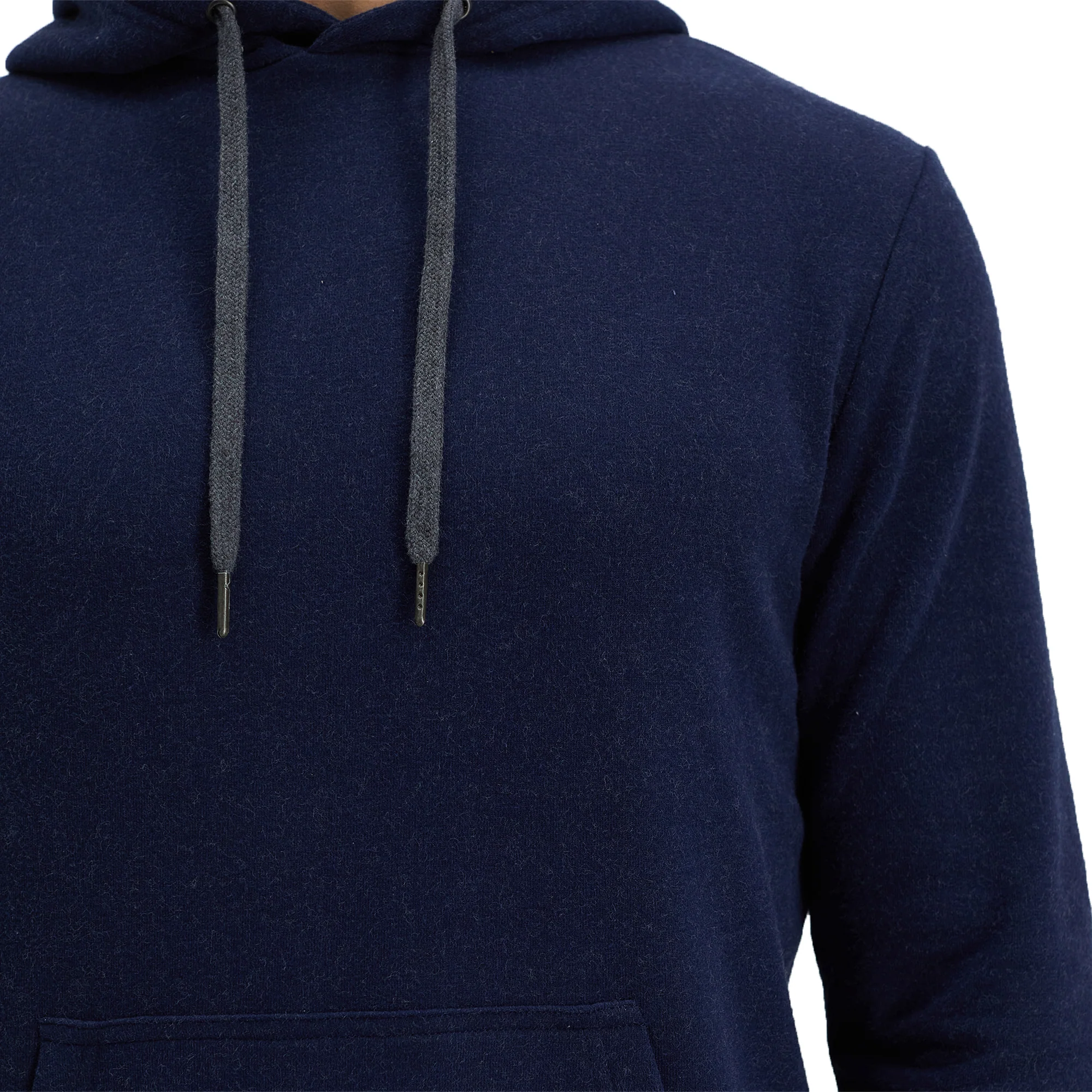 Pullover French Terry Fleece Hoodie Sweatshirt - Dark Navy - Image 3